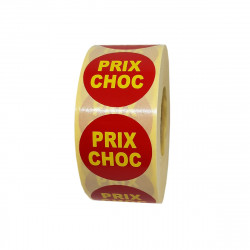 Étiquettes PRIX CHOC - Pastilles rondes Ø 35 mm - En rouleau de 1000 ex