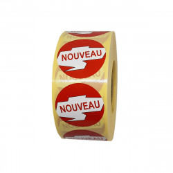 Étiquettes NOUVEAU - Pastilles rondes Ø 35 mm - En rouleau de 1000 ex