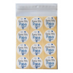 Étiquettes Bonne fête papa - Pastilles rondes Ø 35 mm - Lot de 36 exemplaires