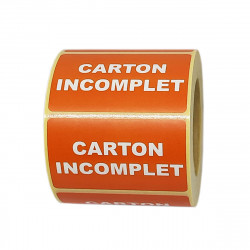 Étiquettes CARTON INCOMPLET - Format 55 x 35 mm - En rouleau de 500 ex