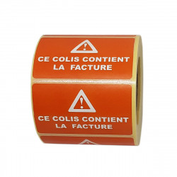 Étiquettes CE COLIS CONTIENT LA FACTURE - Format 55 x 35 mm - En rouleau de 500 ex