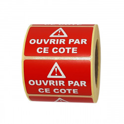 Étiquettes OUVRIR PAR CE COTE - Format 55 x 35 mm - En rouleau de 500 ex