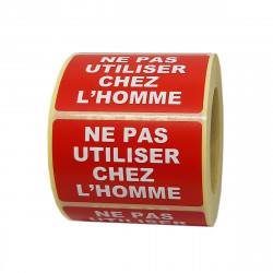 Étiquettes NE PAS UTILISER CHEZ L'HOMME - Format 55 x 35 mm - En rouleau de 500 ex