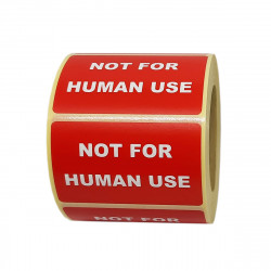Étiquettes NOT FOR HUMAN USE - Format 55 x 35 mm - En rouleau de 500 ex