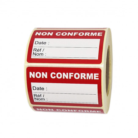 Étiquettes NON CONFORME (avec lignes de suivi) - Format 55 x 35 mm - En rouleau de 500 ex