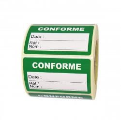 Étiquettes CONFORME (avec lignes de suivi) - Format 55 x 35 mm - En rouleau de 500 ex