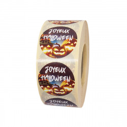 Étiquettes JOYEUX HALLOWEEN (A) - Pastilles rondes Ø 35 mm - En rouleau de 1000 ex