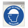 Stickers PORT DU CASQUE OBLIGATOIRE M014 - Taille Ø 10 cm - Lot de 4 autocollants