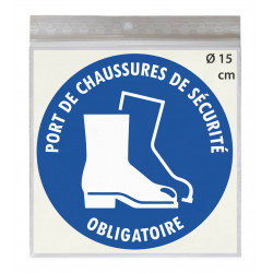 Stickers PORT DE CHAUSSURES DE SÉCURITÉ OBLIGATOIRE M008 - Taille Ø 15 cm - Lot de 3 autocollants