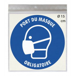 Stickers PORT DU MASQUE RESPIRATOIRE OBLIGATOIRE M016 - Taille Ø 15 cm - Lot de 3 autocollants