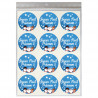 Étiquettes JOYEUX NOËL (fond bleu) personnalisables avec 4 prénoms - Pastilles rondes Ø 35 mm - Lot de 24 étiquettes