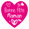 Étiquettes BONNE FÊTE MAMAN (fond rose) - En forme de Coeur 35 mm - Lot de 36 exemplaires