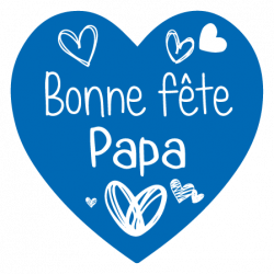 Étiquettes BONNE FÊTE PAPA (fond bleu) - En forme de Coeur 35 mm - Lot de 36 exemplaires