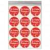 Étiquettes JE T'AIME personnalisables avec 4 prénoms - Pastilles rondes Ø 35 mm - Lot de 24 étiquettes