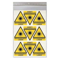 Stickers DANGER RAYONNEMENT LASER W004 - Taille 4,5 x 5 cm - Lot de 18 autocollants