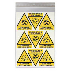 Stickers DANGER RISQUE BIOLOGIQUE W009 - Taille 4,5 x 5 cm - Lot de 18 autocollants