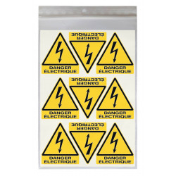 Stickers DANGER ÉLECTRIQUE W012 - Taille 4,5 x 5 cm - Lot de 18 autocollants